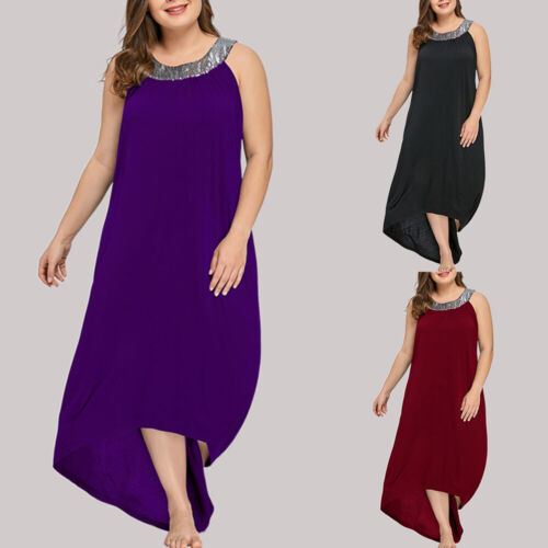 Plus Size Women's Sequins Midi Dress Evening Party Cocktail Prom Sundress Gown