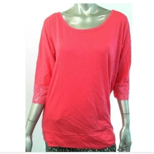 Jenni by Jennifer Moore Women Sleepshirt Sleep T Top M Pink Lace