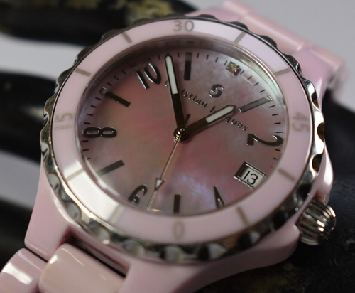 Christian Jacques Swiss Damen rosa Ceramica Uhr Saphir MOFE02280 NEU BAT! - Bild 9 von 11