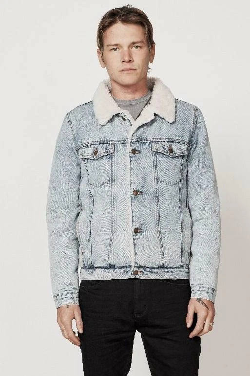 NEW Rolla s Rollas MENS DENIM SHERPA JACKET BOGAN BLUE eBay