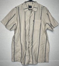 RIP CURL THE SEARCH MEN'S SHORT SLEEVE BUTTON UP SHIRT IVORY STRIPE SIZE XL