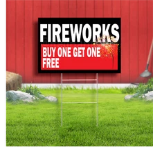 Fireworks Buy one Get One Free Coroplast Sign Plastic Indoor Outdoor Yard Sign