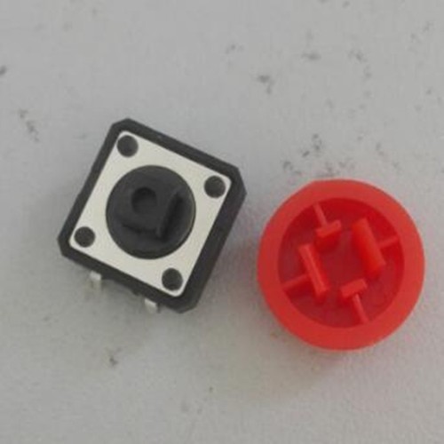 5x Tactile Red Push Button Switch Momentary Tact & Cap ay - Picture 2 of 3