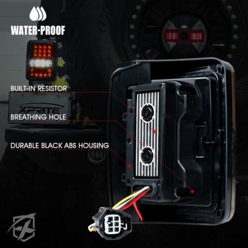Xprite Smoked LED Tail Lights Rear Reverse Brake Lamp for 07-18 Jeep Wrangler JK - Picture 6 of 7