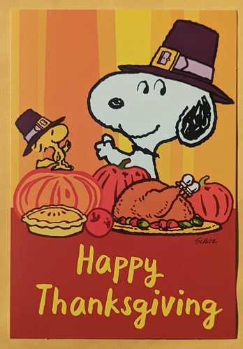 Peanuts "Snoopy" Happy Thanksgiving Greeting Card (+Envelope 5x7").