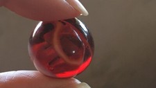 Vintage 7/8 Blood Red White Swirl Marble Old Estate Find M14