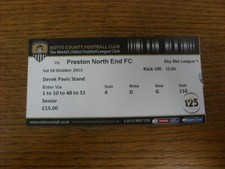 26/10/2013 Ticket: Notts County v Preston North End. For UK orders shipping is F