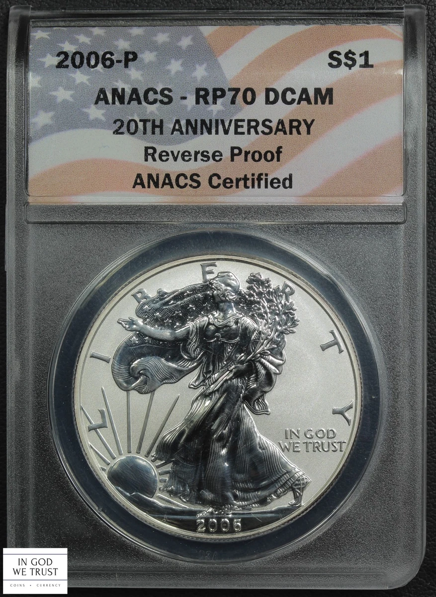 American Eagle PR 70 Graded Proof ANACS Certified Silver Bullion