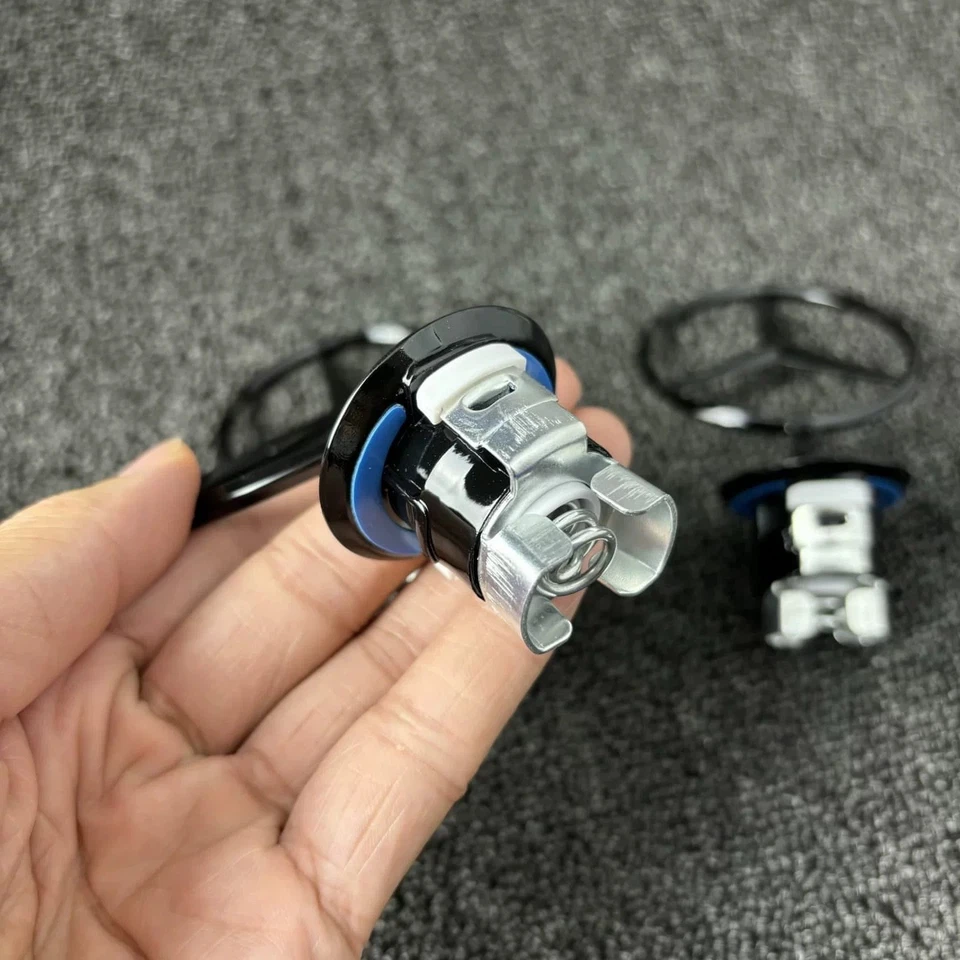 Fit For Mercedes/Benz C E S Logo Front Hood Ornament Mounted Black Star Emblem Foto 3 de 4