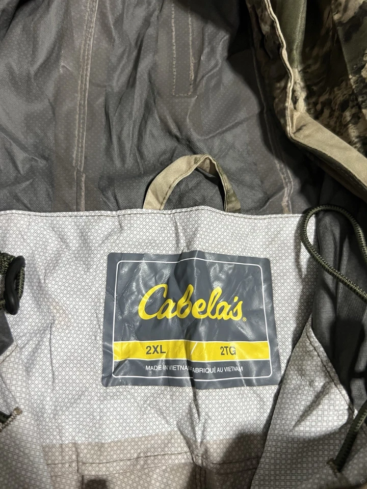 Cabelas Space Rain Dry-Plus Jacket Mens 2XL Camo Full Zip Hooded Packable - Image 3 of 4