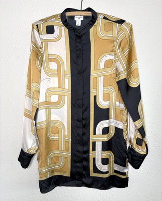 Richard Allen X H&M 70s Retro Chain Satin Blouse Top Tunic Shirt XS S US 2
