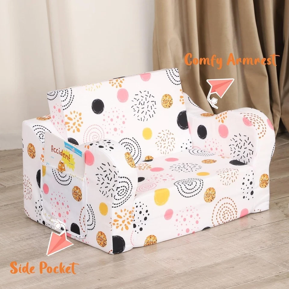 Sofá infantil fuegos artificiales, sofá plegable 2 en 1, convertible en cama para niñas Foto 2 de 4