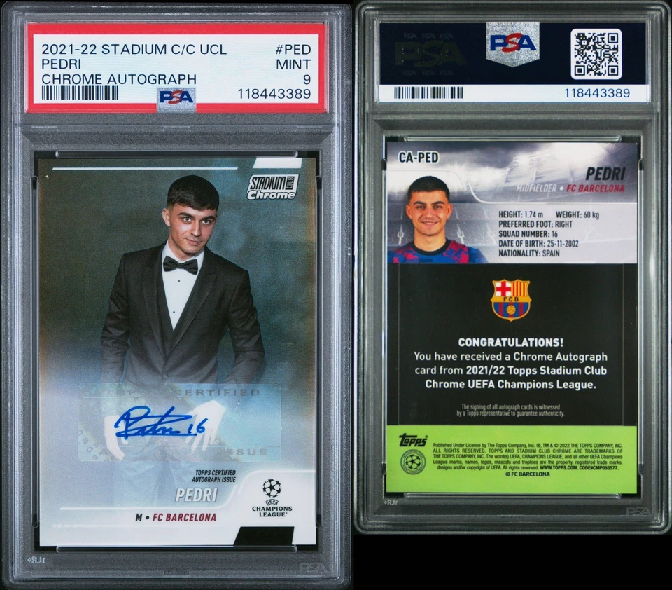 Pedri 2021-22 Topps Stadium Club Chrome UEFA Auto PSA 9 FC Barcelona 🔥 - Image 3 of 3
