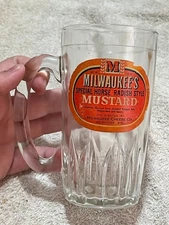 Milwaukees Special Horse Radish Style Mustard Glass Mug Paper label Mug 12 oz