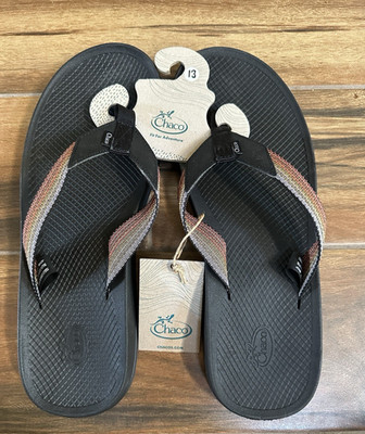 Chaco Lowdown Flip Rising Nugget Red Stripe Black Thong Sandal Men's 13 NWT $55