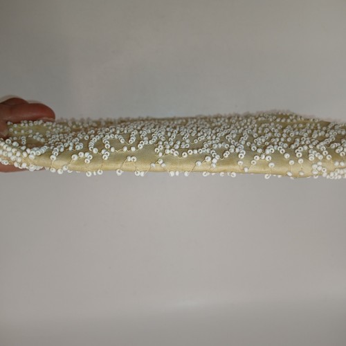 Vtg Bags by Dormar Off- White Beaded Clutch Evening Bag Flowers Kiss Lock TLC - Picture 6 of 11