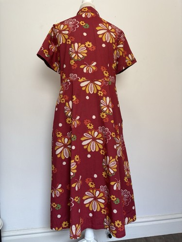TOAST Aster Midi Dress 12 14 40 42 Cotton Poplin Smock Pockets Retro Floral Boho - Picture 6 of 11