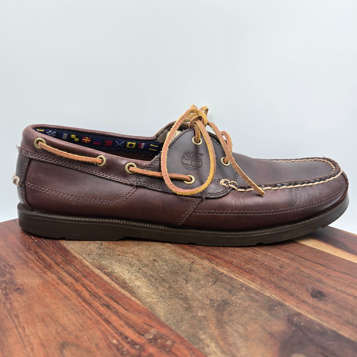 Timberland Boat Loafer Shoes Men 13 Brown Leather Deck Moc  display picture 1