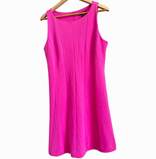 Express Pink Solid Knit Fit & Flare Dress Scoop Neck Sleeveless Knee M Pleat