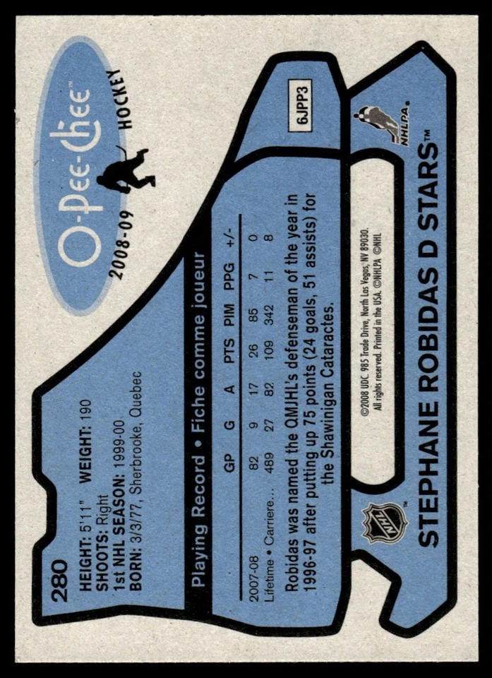 2008-09 O-Pee-Chee 1979-80 Retro Stephane Robidas Dallas Stars #280 - Image 2 of 2