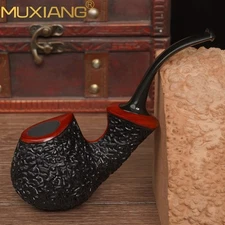 MUXIANG Sandblasted Blowfish Pipe Briar Wooden Freehand Tobacco Pipe Cumberland