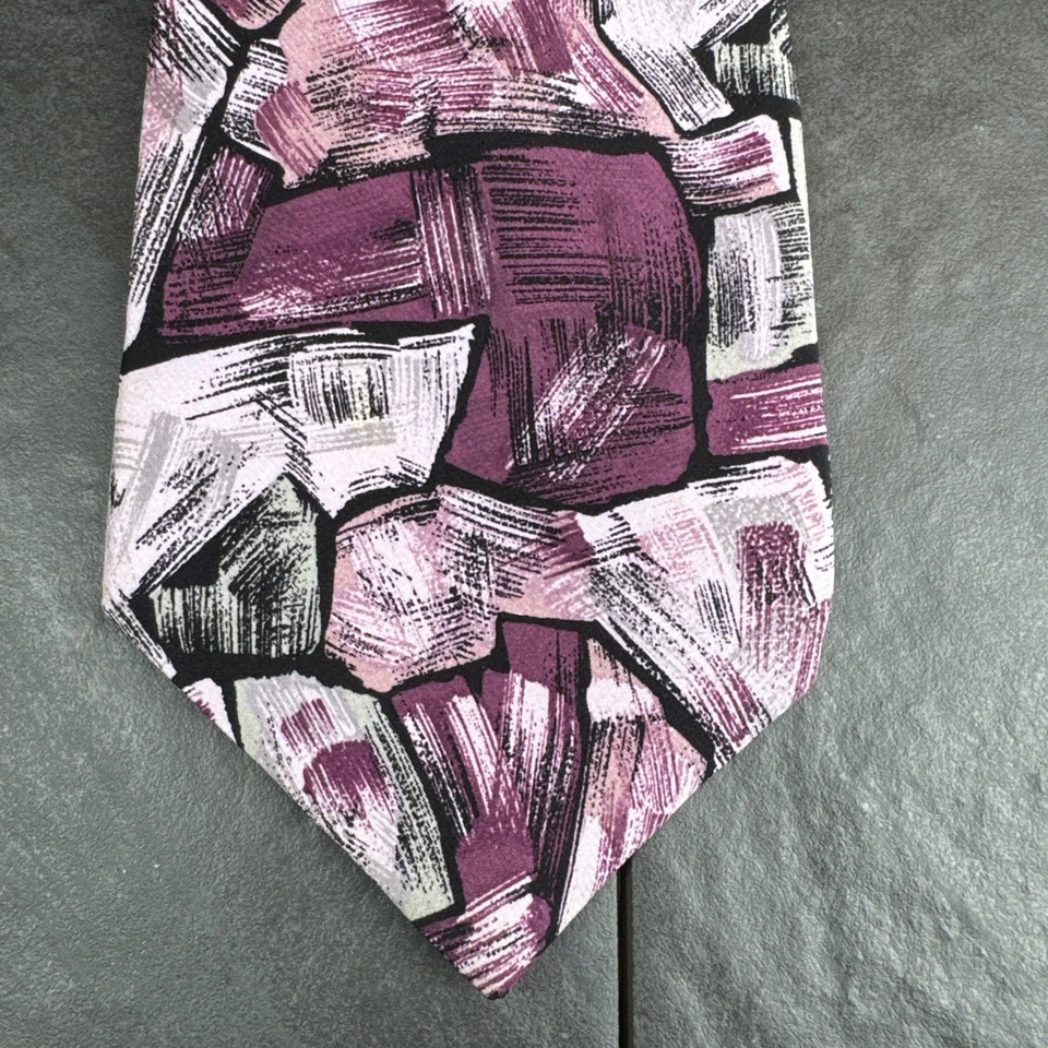 Corbata Pierre Balmain púrpura abstracta para hombre 100 % seda 57 x 4 Foto 2 de 4