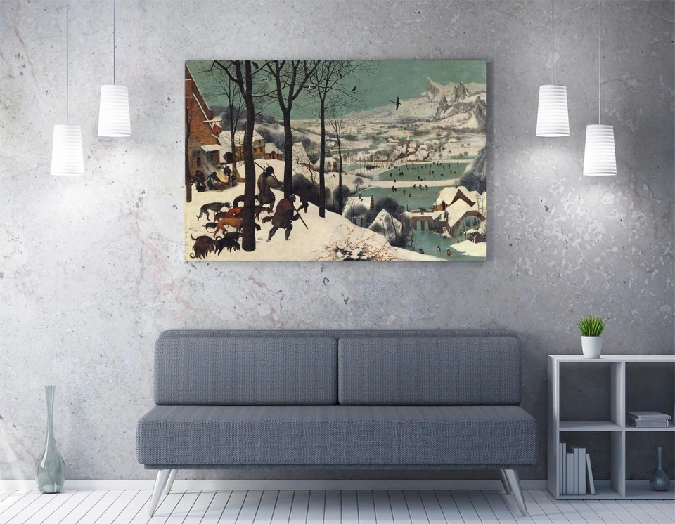 HUNTERS IN THE SNOW, PIETER BRUEGEL- DEEP FRAMED CANVAS WALL ART PRINT - Image 2 of 2