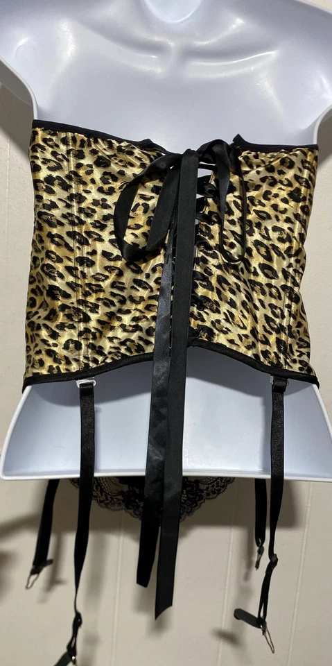 Женский корсет бюстье Fredericks of Hollywood 36 леопард шелковые кружевные подвязки 29009F - Изображение 4 из 4