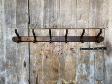 Porte Manteau Vestiaire Mural 6 Patères Bois Courbé Vintage #D740