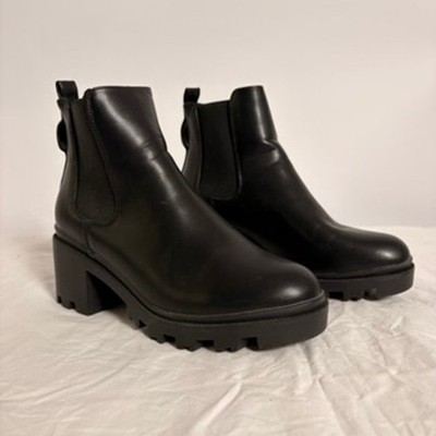 Primark Black Platform Chelsea Boots - Size 7, Brand New