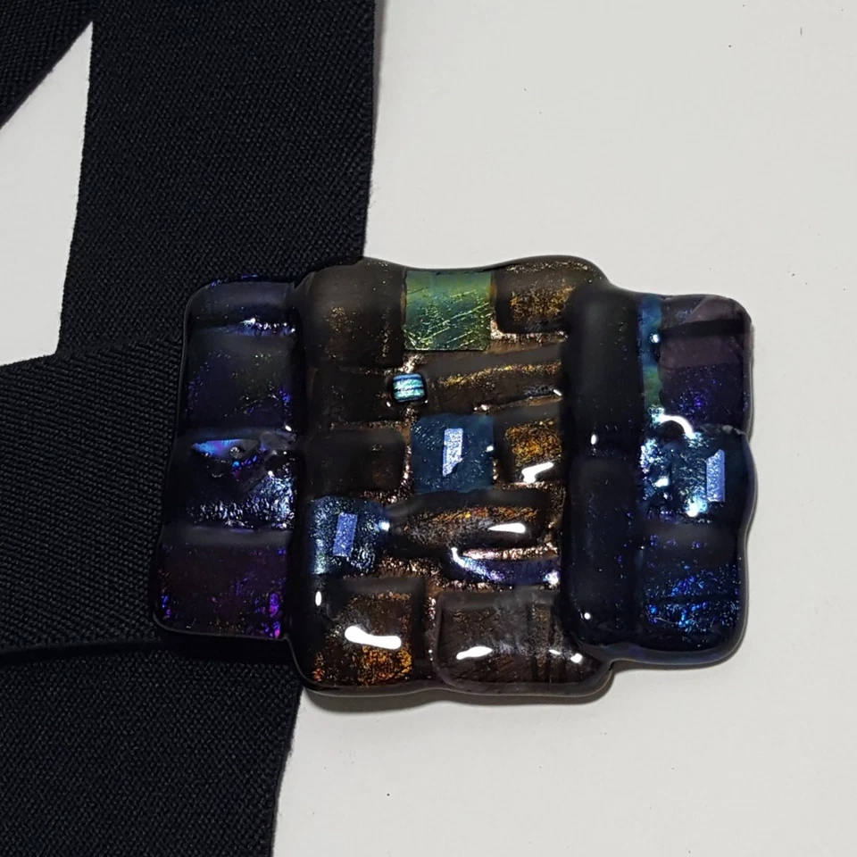 Dichroic Glass Womens Sz Small Decorated Stretch Fashion Statement Belt - Image 2 of 4
