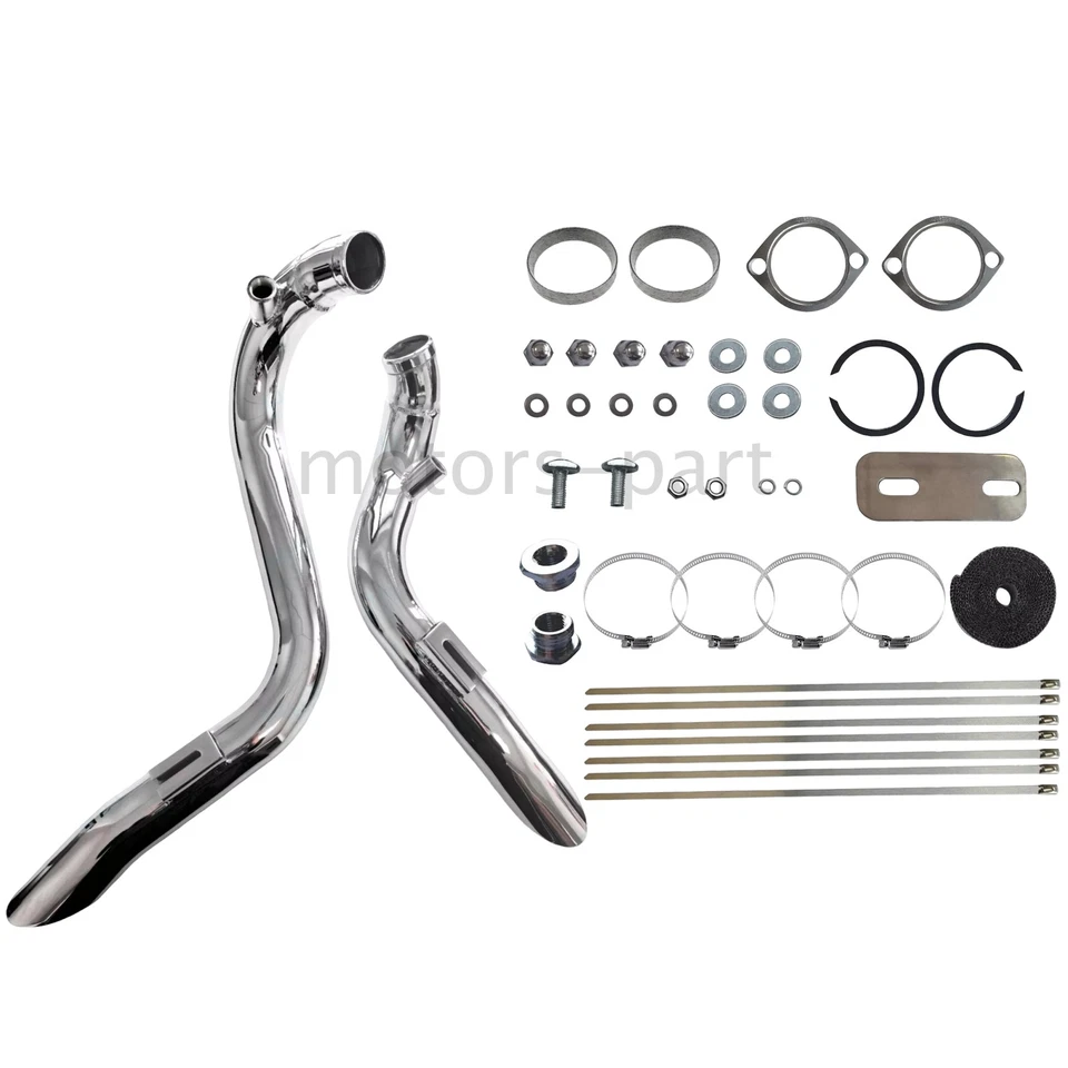 Tubos de escape LAF de 2" con cono de par para Harley Sportster Dyna envueltos en cromo Foto 3 de 4