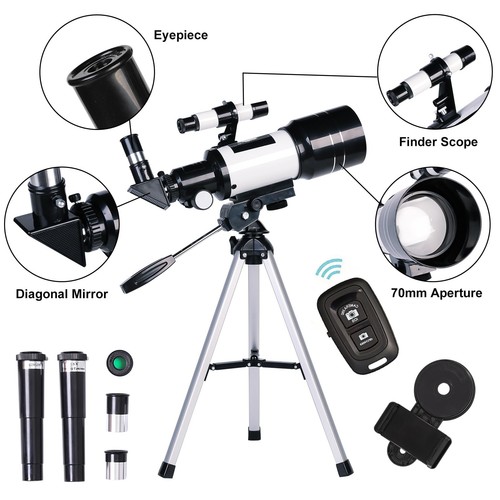 Telescope for Adults & Kids, 70mm Aperture Refractor (15X-150X) Portable Trav... - Picture 2 of 6