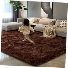  Brown Rugs for Living Room, 5x8 Feet Fluffy Shag Area Rug for Bedroom, Super 