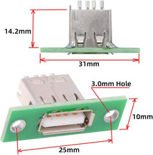 5pcs USB Type-A Female DIY OEM Socket Connector with Panel Mount USB 2.0 480M...