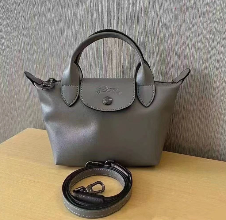 Longchamp Gray Le Pliage XS Extras Original Handle Bag Pouch Outlet
