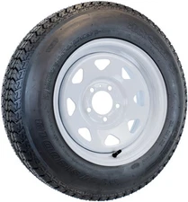 Trailer Tire On Rim ST175/80D13 175/80 D 13 Load B 5 Lug White Spoke Wheel