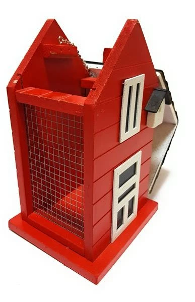 Dekoratives Vogelfutterhaus aus Holz Rot Vogelhaus Häuschen Vogelfutterspender - Bild 4 von 4