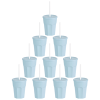 Engelland 10 X Kunststoffbecher Mit Deckel Trinkbecher Plastikbecher 250 Ml Blau
