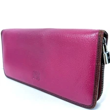 LOEWE Round Zip Wallet Purple Leather Anagram Excellent Condition