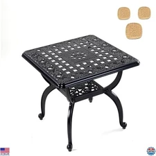 Mandolin Outdoor Patio Side Table - Durable Rust-Resistant Aluminum, 20.8" W x