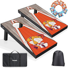 MDF Cornhole Set with 2 Boards, 8 Bags  Carry Case for Kids Outdoor Fun