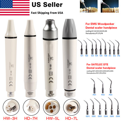 Dental Ultrasonic Piezo Scaler Handpiece Fit EMS DTE SATELEC / 10 Scaler Tips