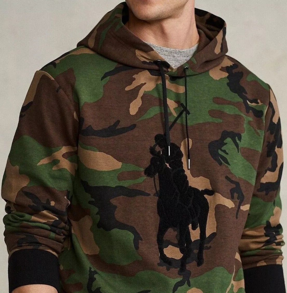 POLO RALPH LAUREN CHENILLE BIG PONY SURPLUS CAMO DOUBLE-KNIT