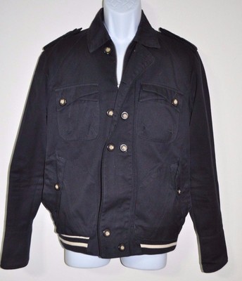 FIVE FOUR VARSITY JACKET MEN'S SIZE MEDIUM BLACK FRONT ZIPPER