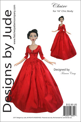 Outlander Claire Dress Sewing Pattern for 16'' Chic Body & Miette Tonner