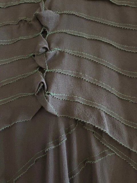 DKNY Mujer Seda Sin Mangas Midi Espalda Abierta Vestido con Apliques Flores EE. UU. Talla 4 Foto 3 de 4