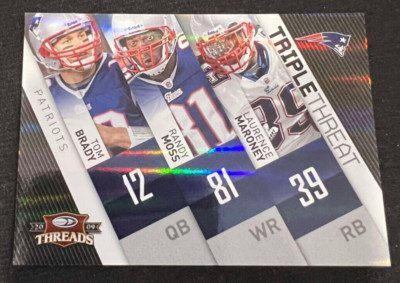 TOM BRADY Randy Moss 2009 Donruss Threads Triple Threat Century #4 NFL #041/100