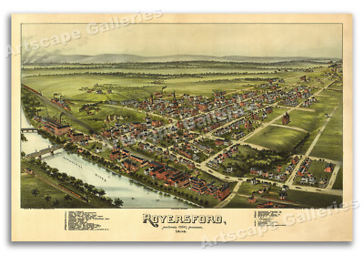 Royersford Pennsylvania 1893 Historic Panoramic Town Map - 20x30