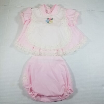 Vintage Mini World Baby Dress Flowers Pink 6-9 Mos Lace Matching Bloomers |  eBay